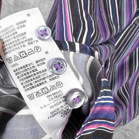 Tommy Bahama Striped 100% Cotton Shirt Men Size LT Colorful Button Up Causal - Picture 8 of 10